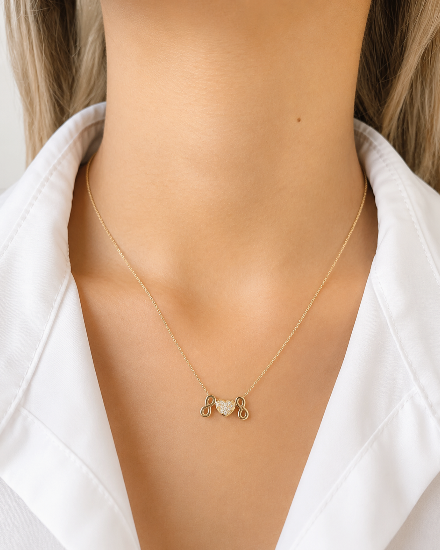 Cadeancon dije infinito y corazones de oro 14k  SKU: ORO173
