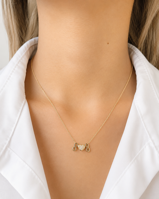 Cadeancon dije infinito y corazones de oro 14k  SKU: ORO173