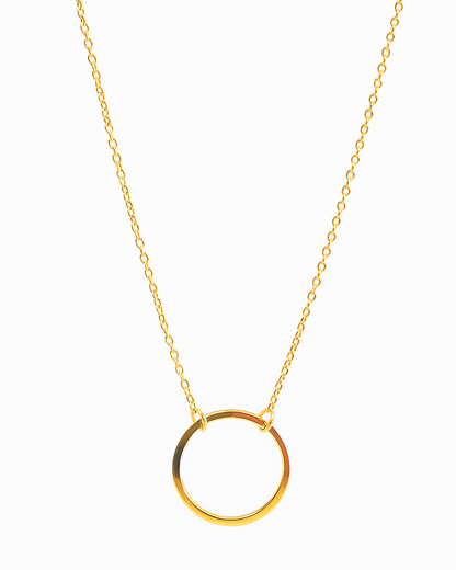 CADENA CON DIJE DE CIRCULO DE ORO 14K   SKU: ORO201