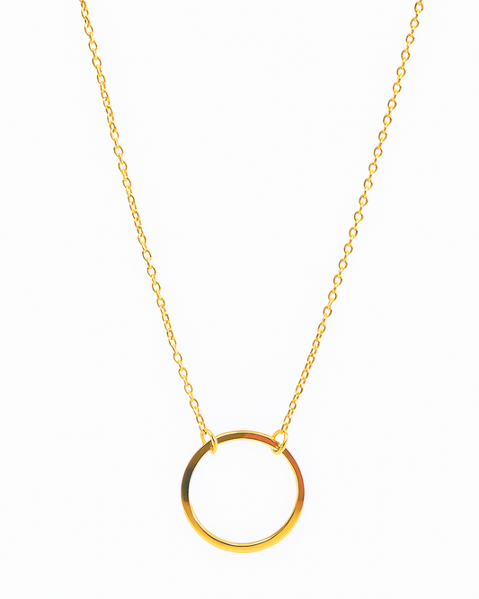 CADENA CON DIJE DE CIRCULO DE ORO 14K   SKU: ORO201