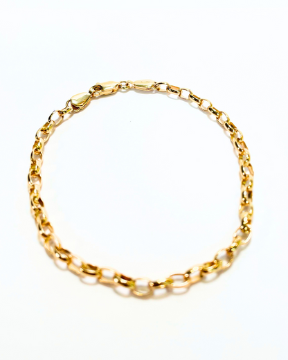 PULSERA ESLABONES DE ESFERA ORO 14K     SKU:ORO67