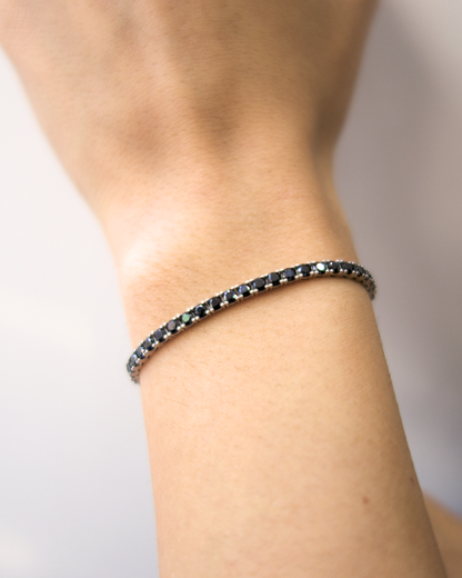 PULSERA TENIS DE ORO BLANCO CON CIRCONIAS NEGRAS  SKU: OR0451