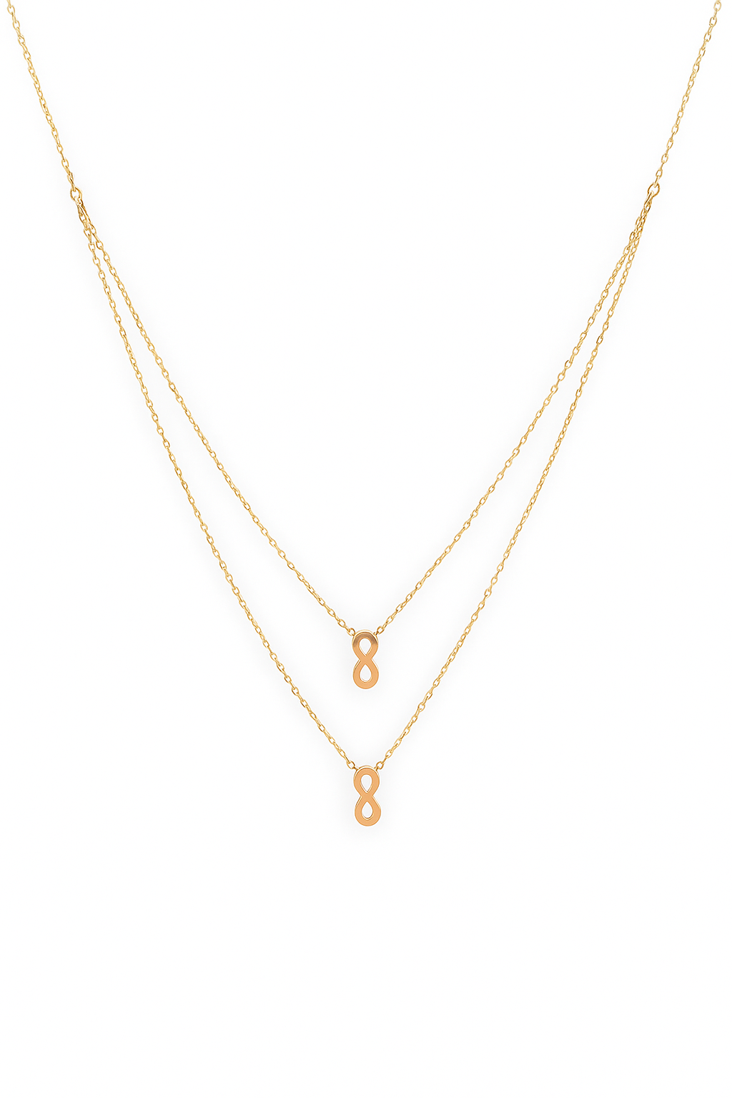 COLLAR DOBLE  INFINITOS ORO 14K  SKU: ORO189