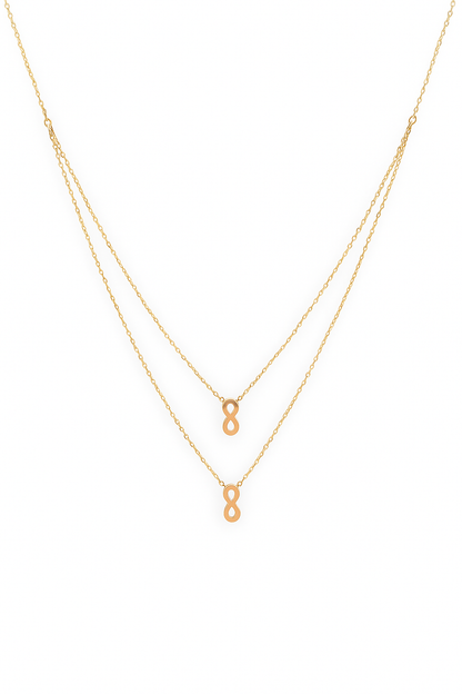 COLLAR DOBLE  INFINITOS ORO 14K  SKU: ORO189