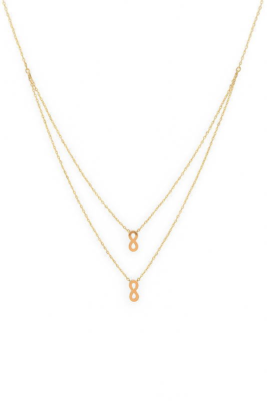 COLLAR DOBLE  INFINITOS ORO 14K  SKU: ORO189