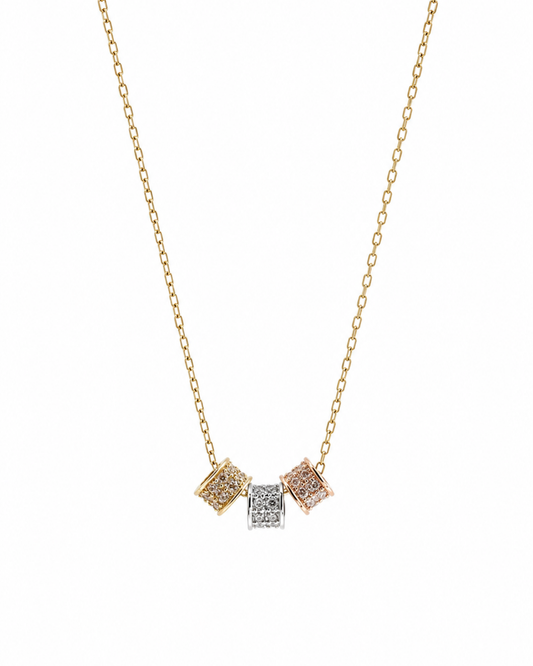 Cadena ancla con cilindros tres oros Oro 14k SKU:OR0631