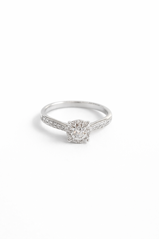 Anillo de compromiso  Oro blanco 14K con Diamantes  SKU: OR0549
