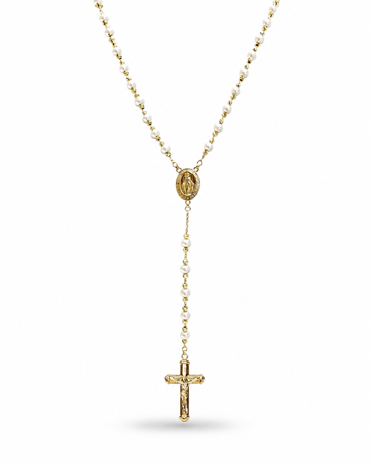 Rosario de Oro 14k con Perlas SKU: OR0361
