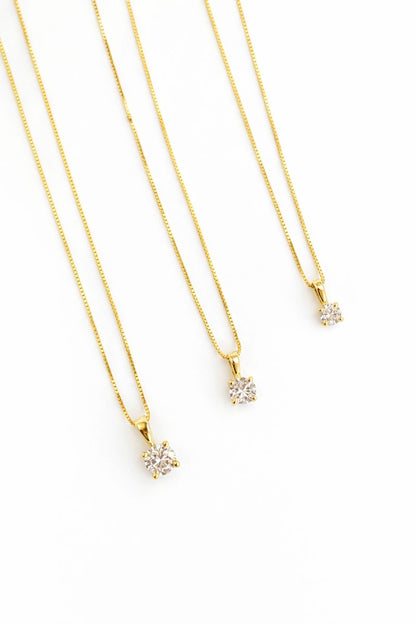 Collar Solitario con Diamante Natural en Oro 14K