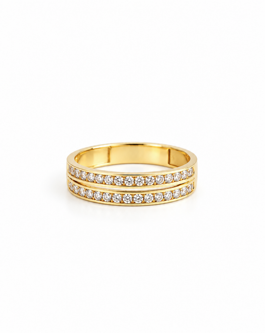 Anillo Doble Churumbela con Circonias Oro 14K SKU: ORO108