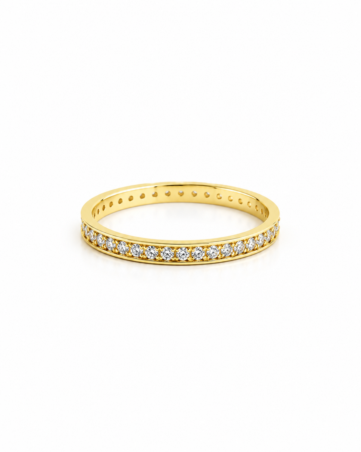 Anillo Churumbela Delgada con Circonias Oro 14K SKU: ORO109