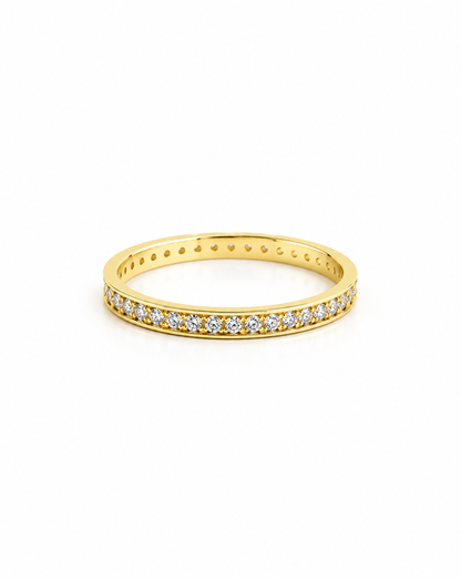Anillo Churumbela Delgada con Circonias Oro 14K SKU: ORO109