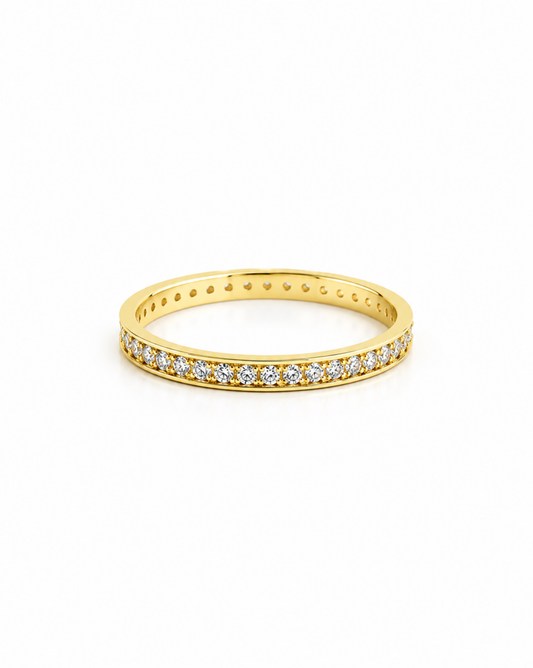 Anillo Churumbela Delgada con Circonias Oro 14K SKU: ORO109