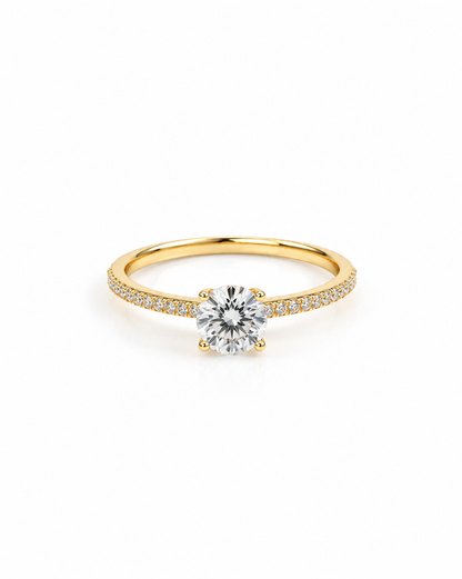 Anillo Solitario con Circonias Oro 14K SKU: ORO112