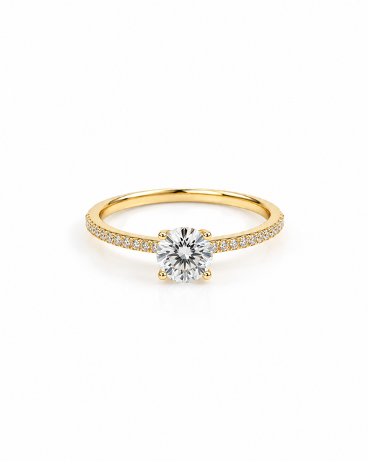 Anillo Solitario con Circonias Oro 14K SKU: ORO112