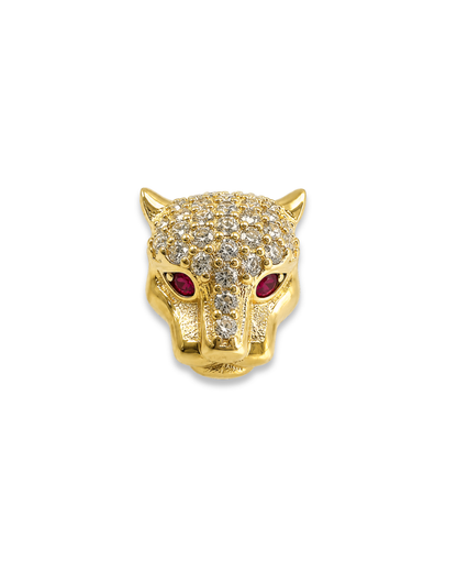 Charm pantera ojos rojos con circonias Oro 14K SKU: OR0333
