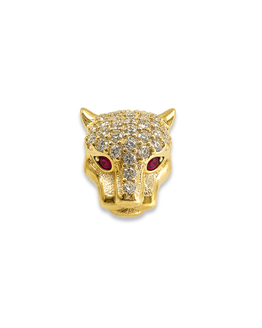 Charm pantera ojos rojos con circonias Oro 14K SKU: OR0333