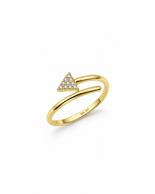 Anillo delgado de  flecha con circonias de oro amarillo 14k talla 7 1.1g L5