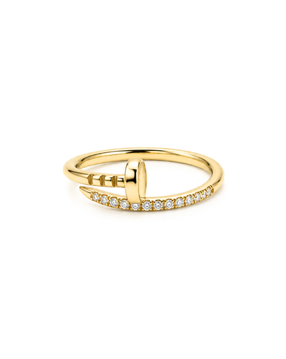 Anillo delgado de tornillo con circonias de oro 14k 2g L5