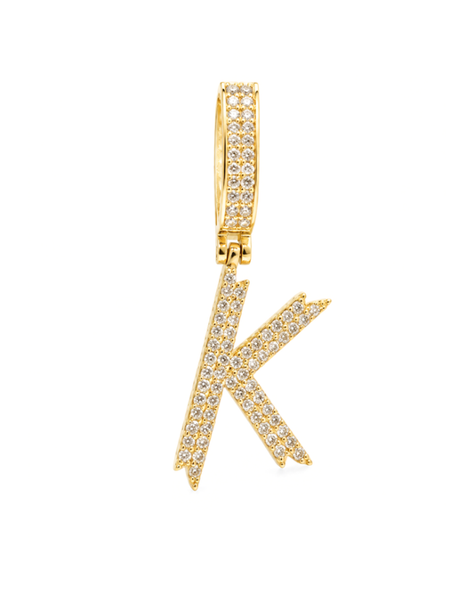 Dije de inicial K con circonias de oro 14K SKU: OR0479
