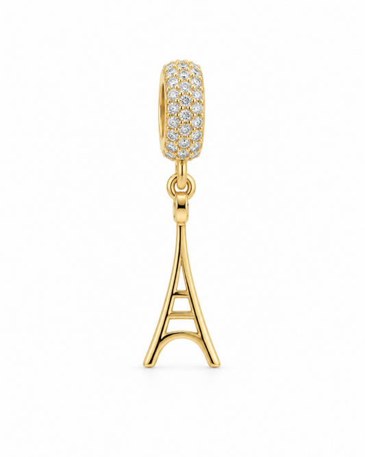 Charm torre eiffel asa con circonias de oro 14K SKU: OR0480