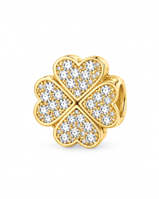 Charm trebol circonias de broche de oro 14K SKU: OR0481