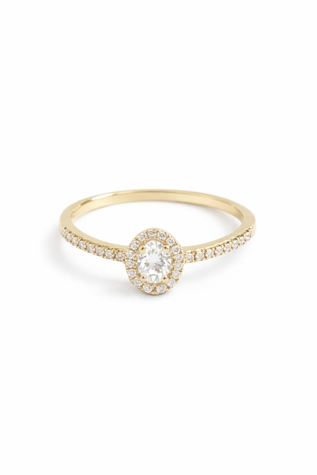 Anillo de Oro 14K de diamante Oval Central SKU: OR0525