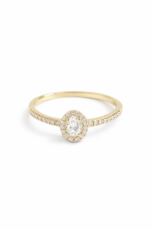Anillo de Oro 14K de diamante Oval Central SKU: OR0525