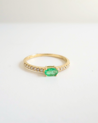 Anillo de Oro 14K con Esmeralda y Diamantes SKU:OR0542
