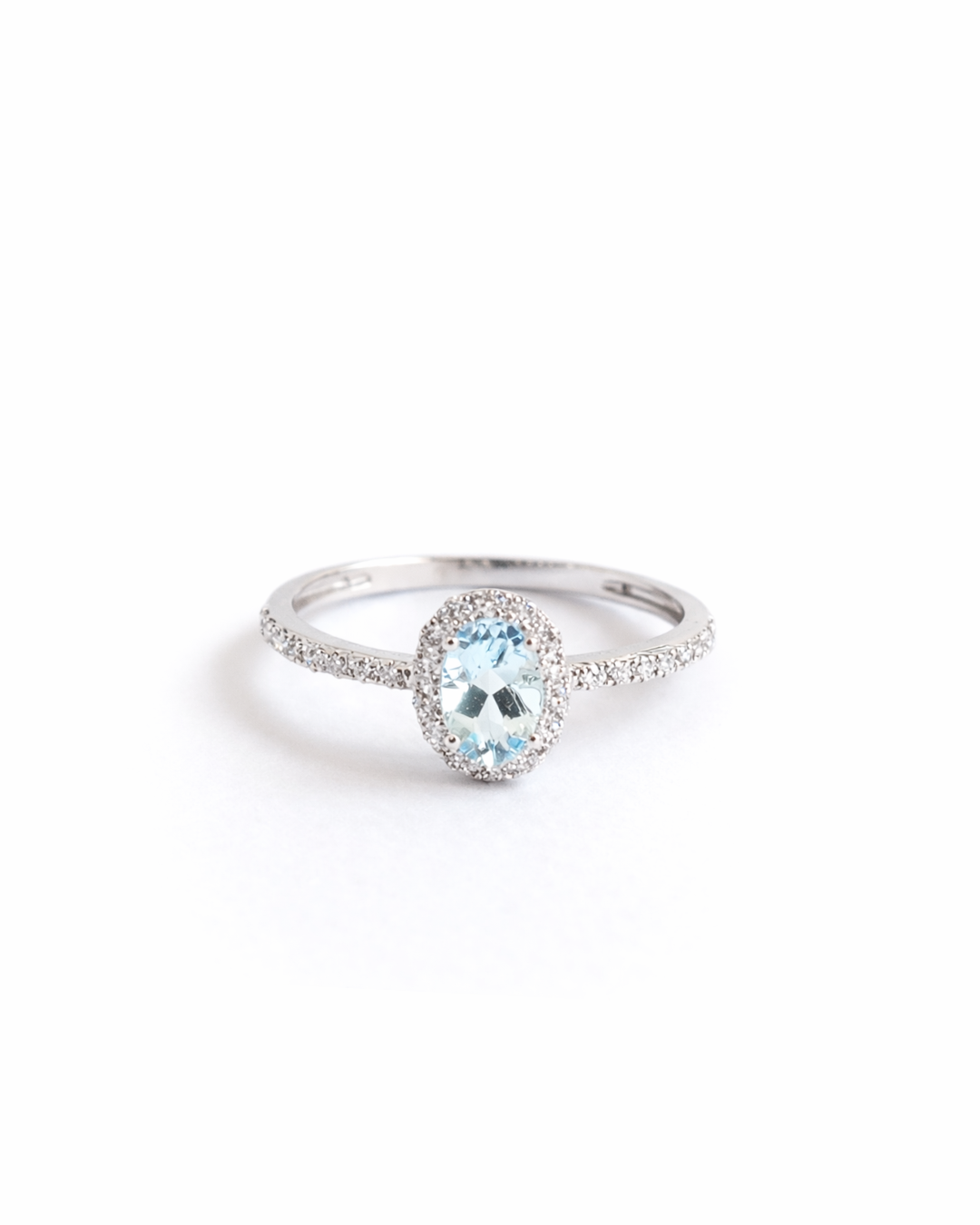 Anillo Oro blanco14K  Aguamarina y Diamantes SKU: OR0551