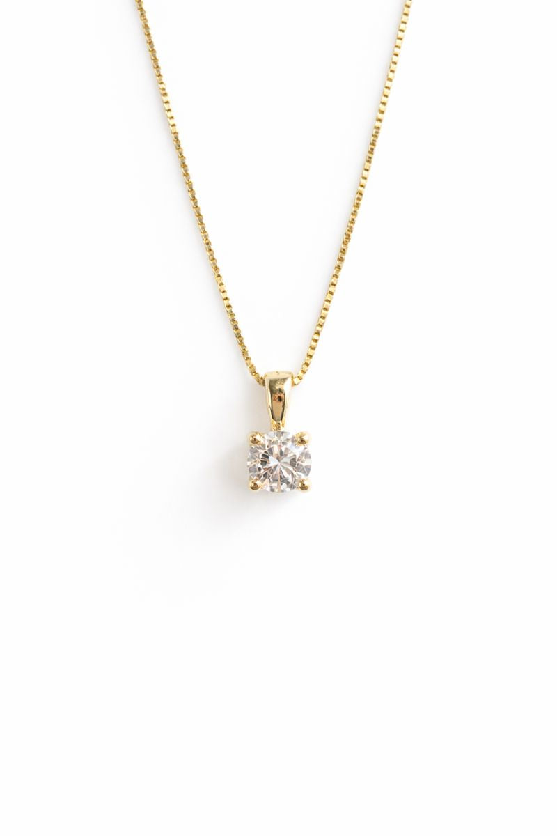 Collar Solitario con Diamante Natural en Oro 14K