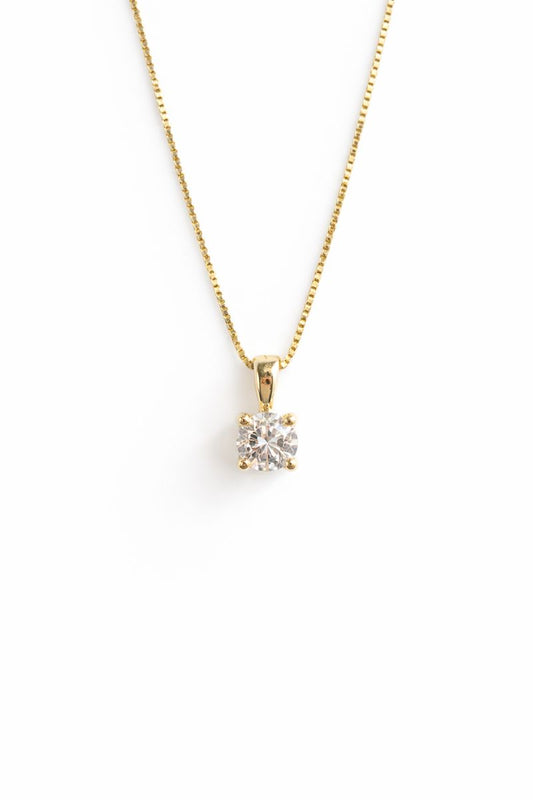 Collar Solitario con Diamante Natural en Oro 14K