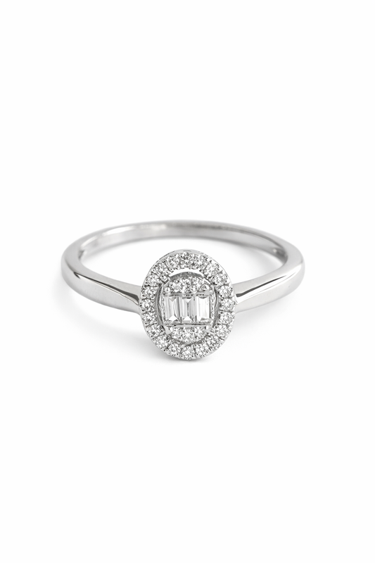 Anillo Halo con Diamantes en Oro Blanco 14K SKU: OR0575