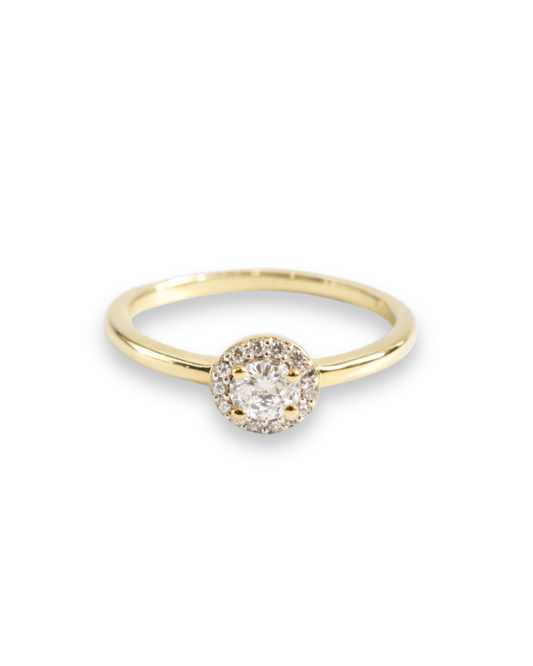 Anillo de Compromiso Halo en Oro 14K con Diamantes SKU: OR0580
