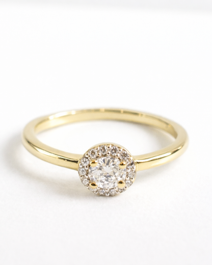 Anillo de Compromiso Halo en Oro 14K con Diamantes SKU: OR0580