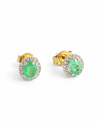 Aretes de Oro 14K con Esmeralda y Diamantes SKU: OR0591