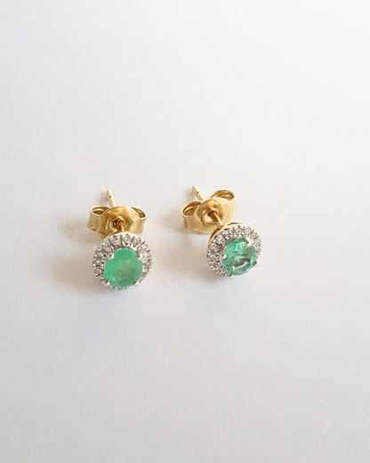 Aretes de Oro 14K con Esmeralda y Diamantes SKU: OR0591