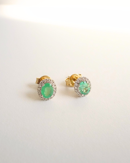Aretes de Oro 14K con Esmeralda y Diamantes SKU: OR0591