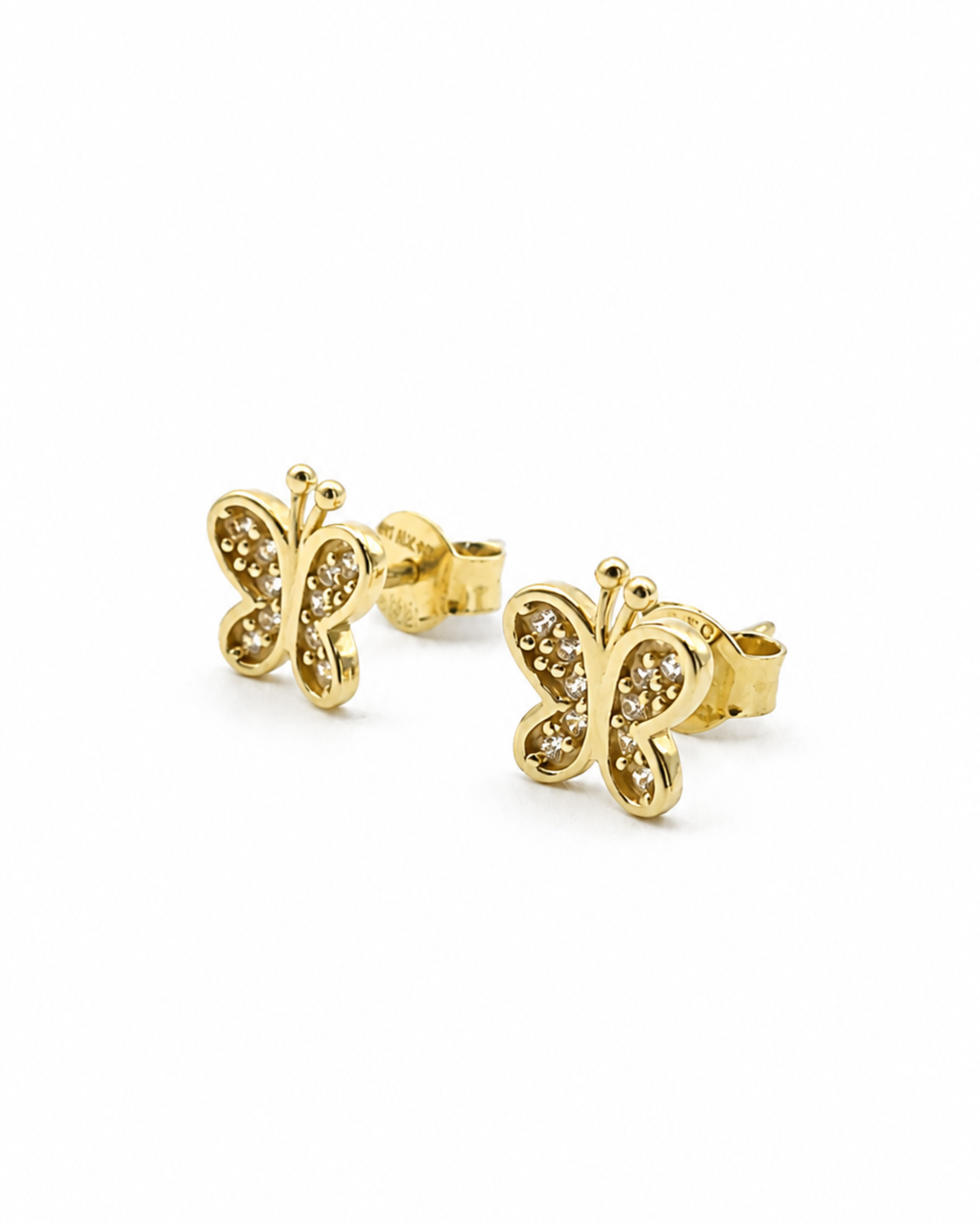 Aretes mariposa con con circonia oro 14k N10198