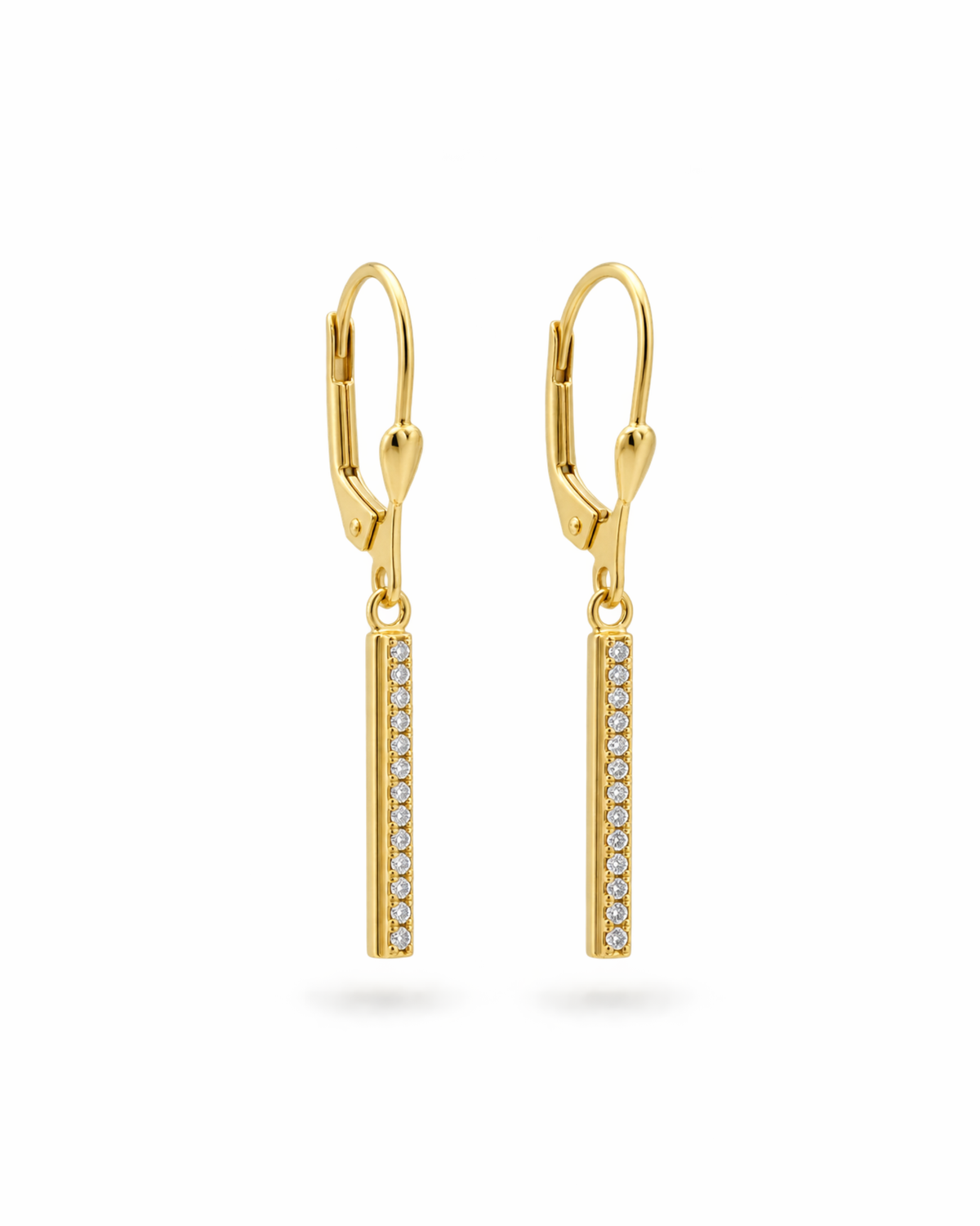 Aretes colgantes con barra media circonia 14k N10125