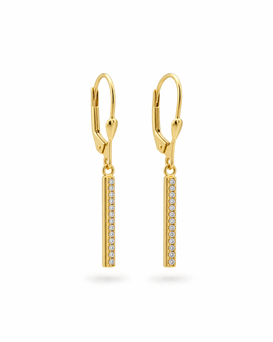Aretes colgantes con barra media circonia 14k N10125