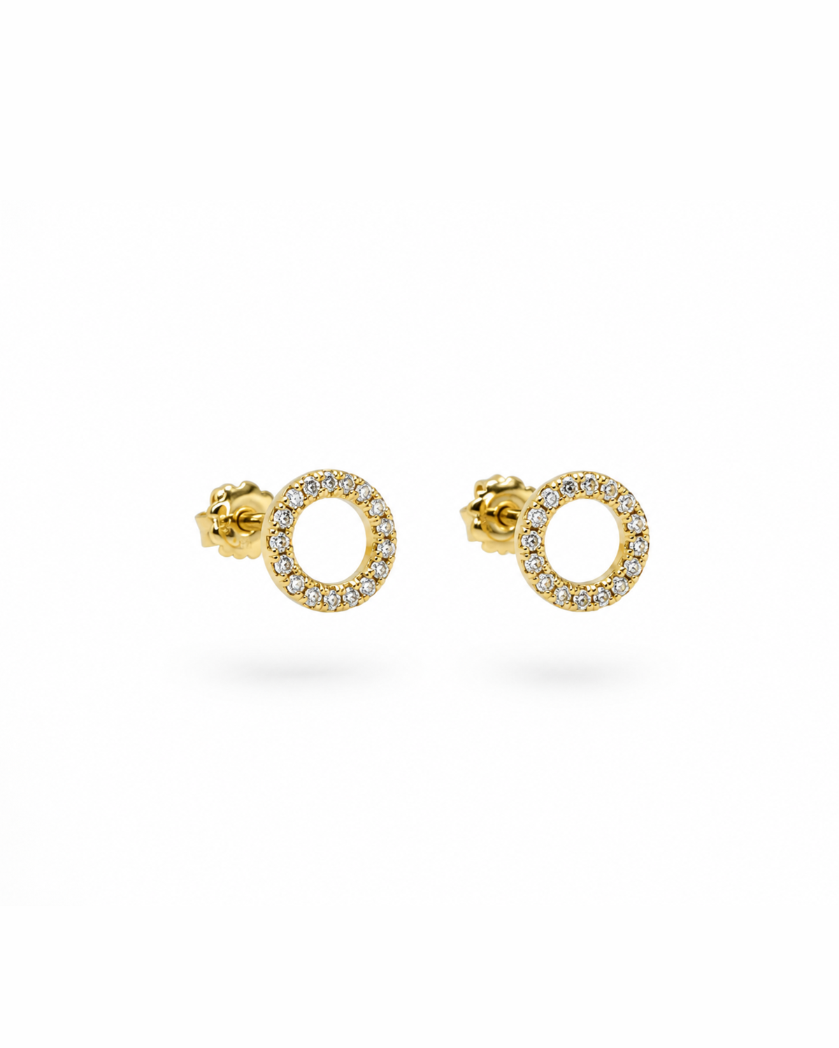 Broqueles circulo con circonia 14k N10125