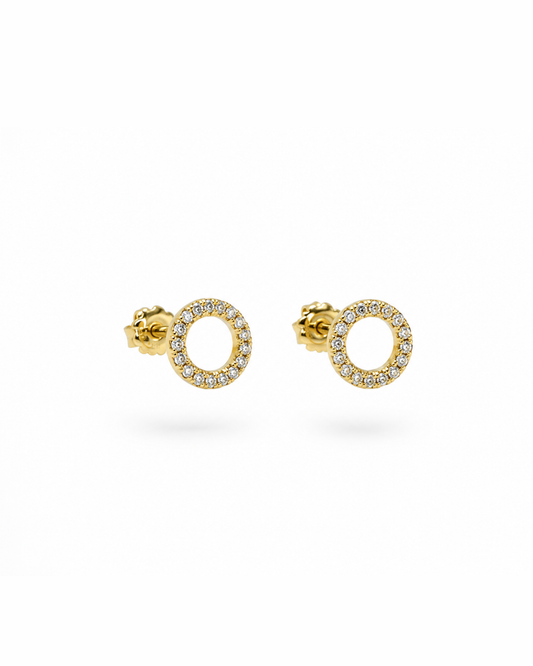 Broqueles circulo con circonia 14k N10125