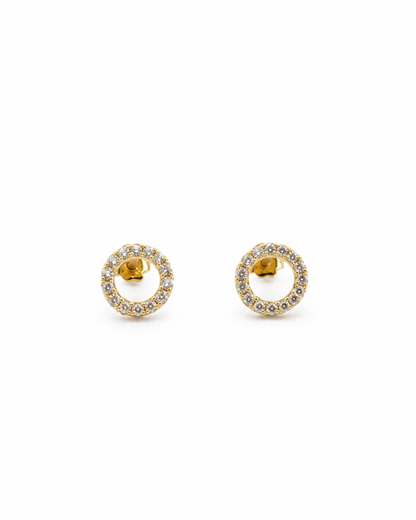 Broqueles circulo con circonia 14k N10125