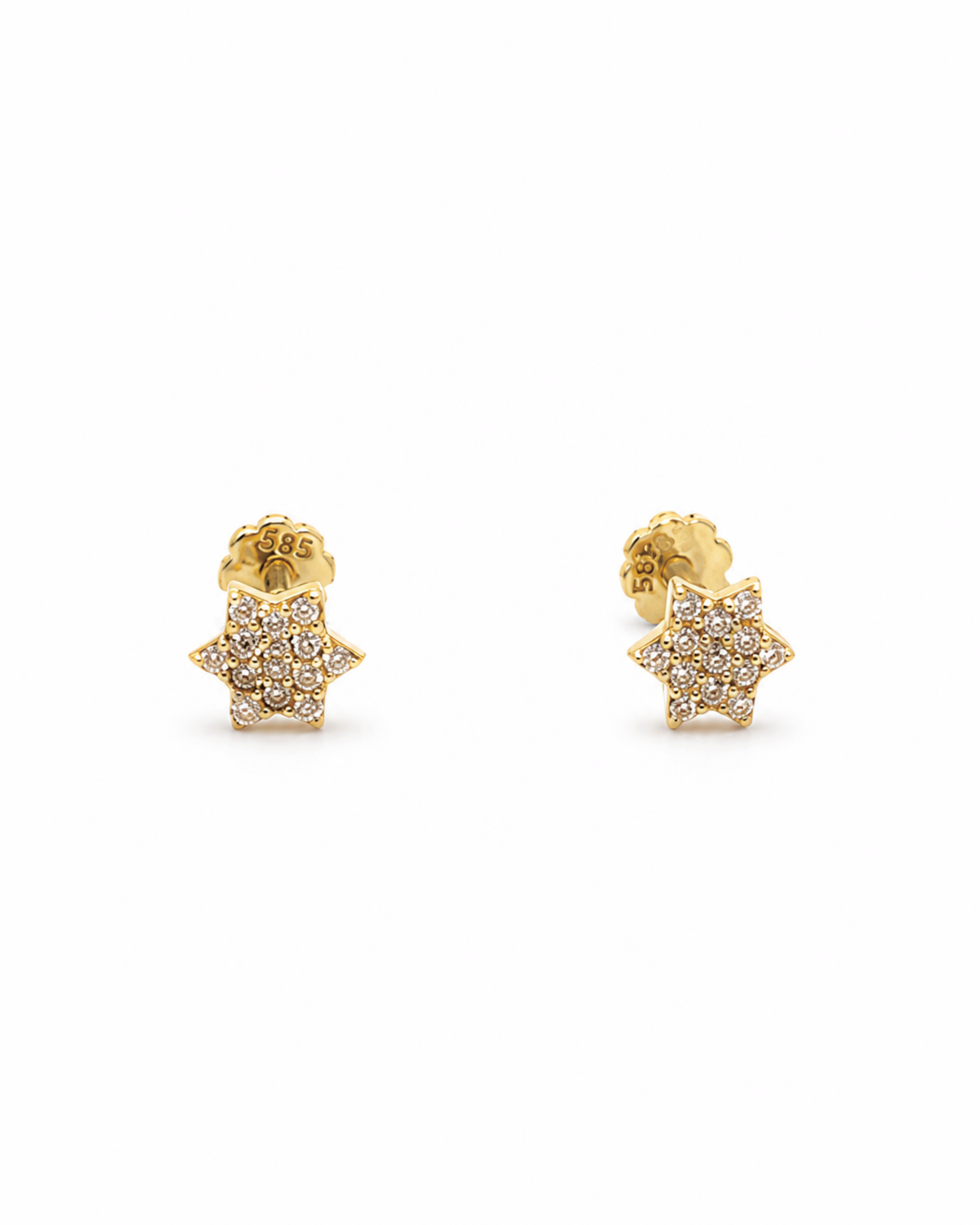 Broquel estrella con circonias  14k N10125