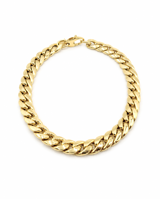 Pulsera tejido cubano compactos 20cm Oro 14k N10198