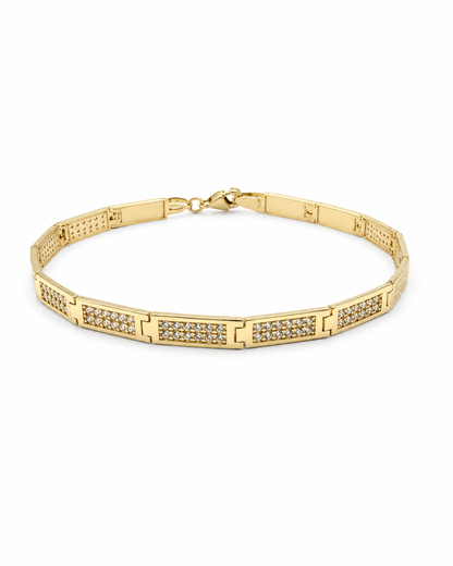 Pulsera Placas con Circonias Oro 14K  SKU: OR0679