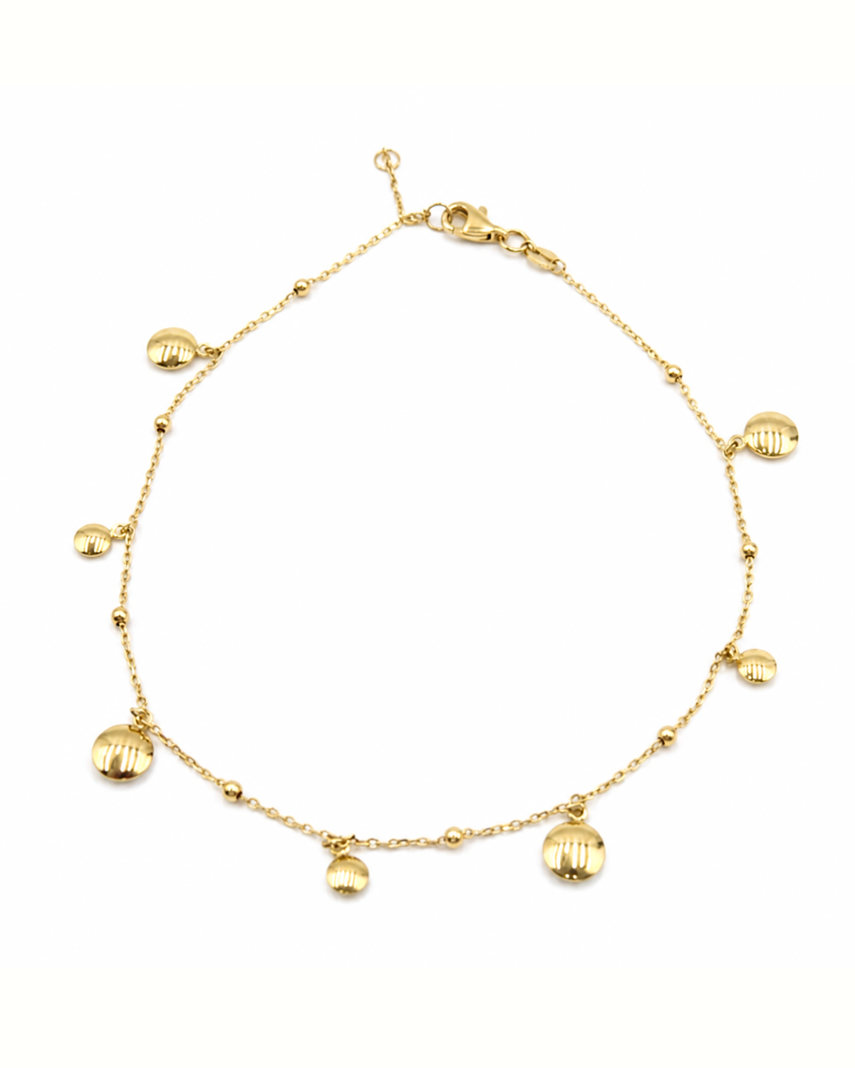 Tobillera Dijes Circulares Oro 14K  SKU: OR0690