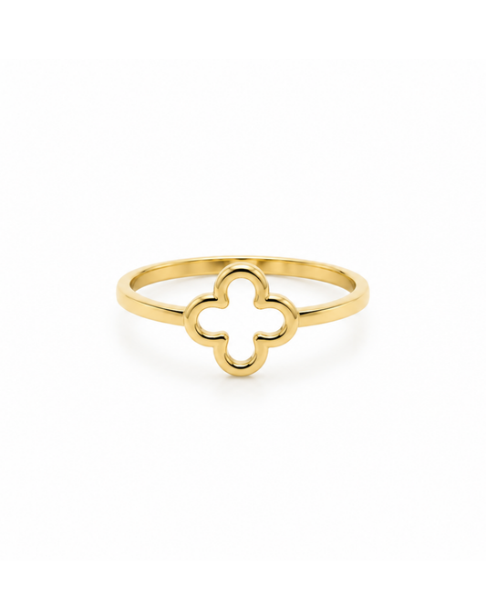 Anillo Trébol Calado Oro Amarillo 14K