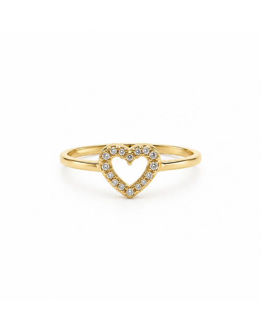 Anillo Corazón con Circonias Oro Amarillo 14K